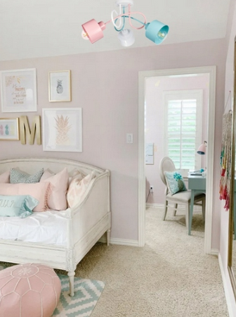 Lampa sufitowa EDISON LOFT 3 róż-mięta-biały