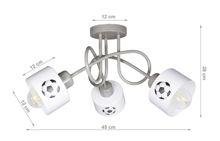 Lampa sufitowa EDISON LOFT MUNDIAL 3 szara