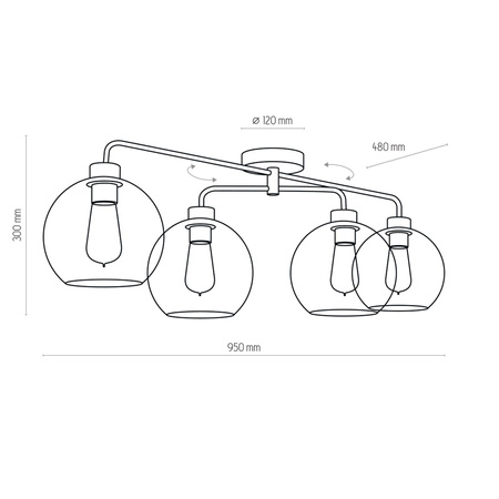 BARI LAMPA SUFITOWA GRAPHITE 4 PŁ