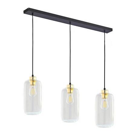 MARCO TRANSPARENT LAMPA WISZĄCA 3 PŁ LISTWA CZARNY