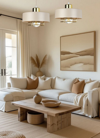 Lampa wisząca PAJĄK LOFT SPIRO 3 beż-złoty