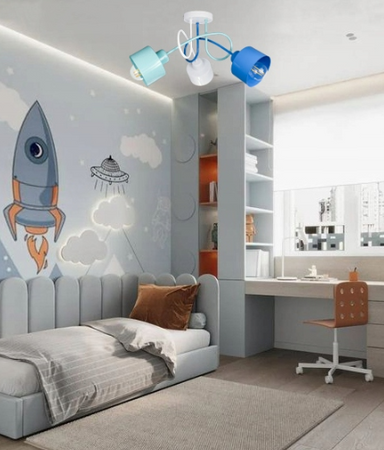 Lampa sufitowa EDISON LOFT 3 niebieski-mięta-biały