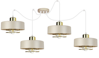 Lampa wisząca PAJĄK LOFT SPIRO 4 beż-złoty