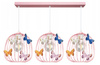 Lampa wisząca MOTYLEK DRUM 3 RÓŻ owal