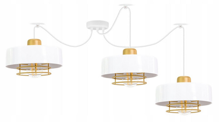 Lampa wisząca PAJĄK LOFT SPIRO 3 biało-złota