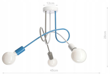 Lampa sufitowa EDISON 3 niebieska