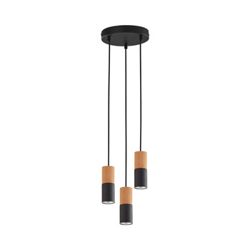 ELIT BLACK/WOOD LAMPA WISZĄCA 3 PŁ