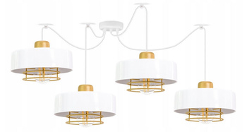 Lampa wisząca PAJĄK LOFT SPIRO 4 biało-złota