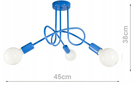 Lampa sufitowa EDISON 3 niebieska