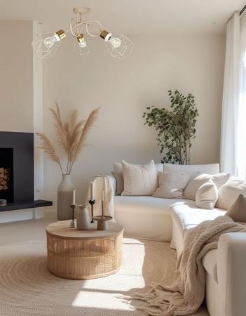 Lampa sufitowa EDISON DIAMOND 3 beż - złoty