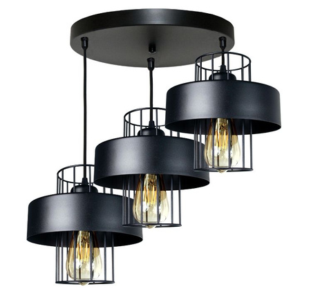 Lampa wisząca LOFT PRESTIGE 3 koło czarna