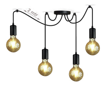 Lampa wisząca PAJĄK EDISON 4 czarny
