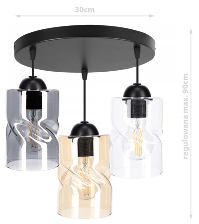 Lampa wisząca LOFT SZKŁO 3 koło