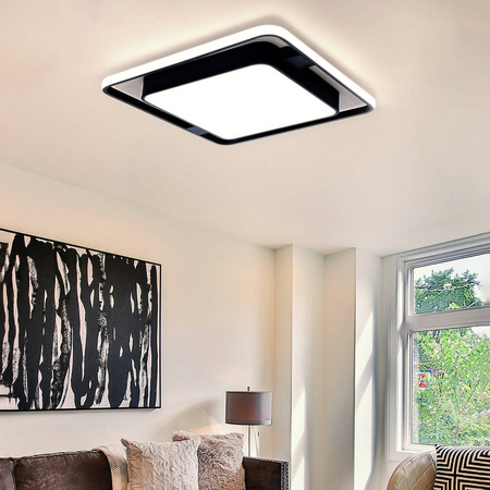 LAMPA DEKORACYJNA PANEL 66W KWADRAT CZARNA STELLA + PILOT DL-F01