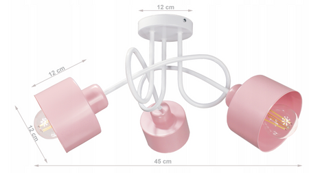 Lampa sufitowa EDISON LOFT 3 róż-mięta-biały