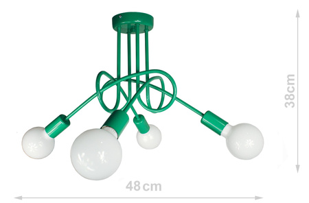 Lampa wisząca EDISON 4 zielona