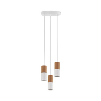 ELIT WHITE/WOOD LAMPA WISZĄCA 3 PŁ