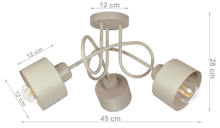 Lampa sufitowa EDISON LOFT 3 beż