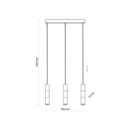 VIVIEN BLACK/GOLD LAMPA WISZĄCA 3 PŁ LISTWA