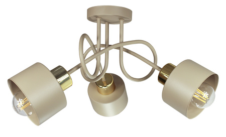 Lampa sufitowa EDISON LOFT 3 beż - złoty