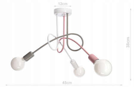 Lampa sufitowa EDISON 3 różowa