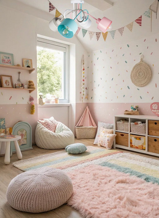 Lampa sufitowa EDISON LOFT 4 róż-mięta-biały-szary