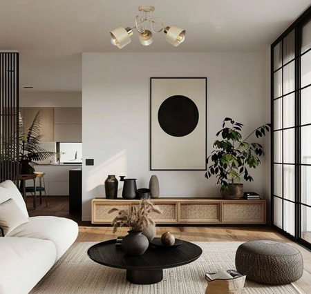Lampa sufitowa EDISON LOFT 3 beż - złoty