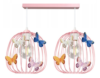 Lampa wisząca MOTYLEK DRUM 2 RÓŻ owal