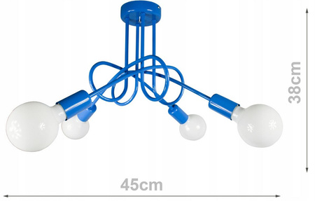 Lampa sufitowa EDISON 4 niebieska