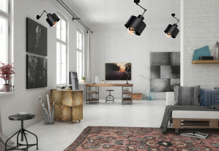 Lampa sufitowa LOFT 3 czarny koło