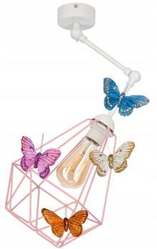 Lampa sufitowa MOTYLEK 1 RETRO przeguby RÓŻOWA