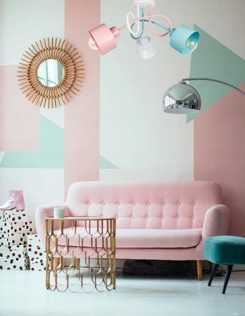 Lampa sufitowa EDISON LOFT 4 róż-mięta-biały-szary