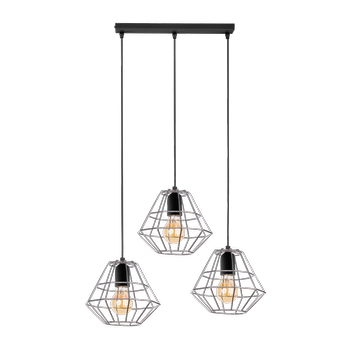 DIAMOND BLACK/CHROME LAMPA WISZĄCA 3 PŁ LISTWA