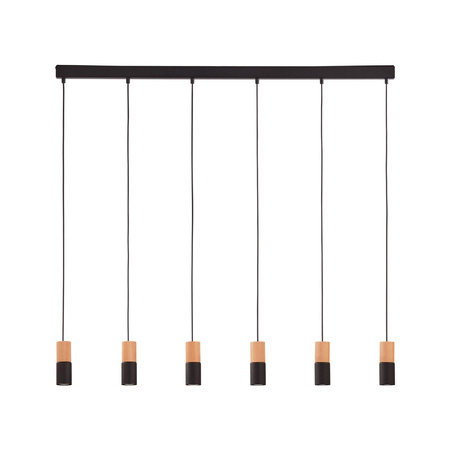 ELIT BLACK/WOOD LAMPA WISZĄCA 6 PŁ