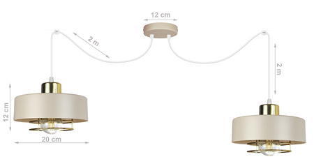 Lampa wisząca PAJĄK LOFT SPIRO 2 beż-złoty