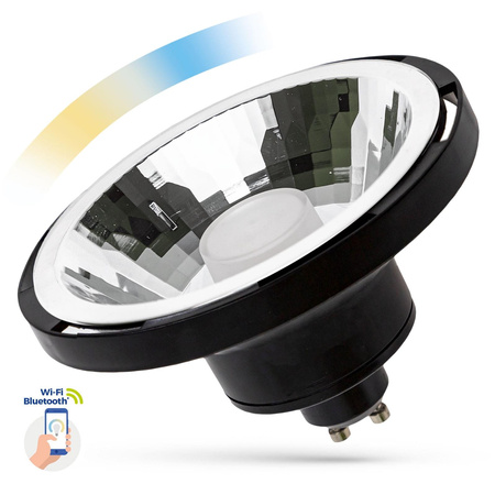 LED AR111 10W GU10 SMD 230V BLACK 30st CCT+DIMM Wi-Fi/BT Spectrum SMART