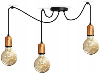 Lampa wisząca PAJĄK EDISON 3 czarny miedź