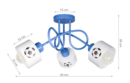Lampa sufitowa EDISON LOFT MUNDIAL 3 niebieska