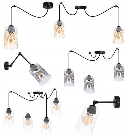 Lampa wisząca PAJĄK LOFT SZKŁO 3