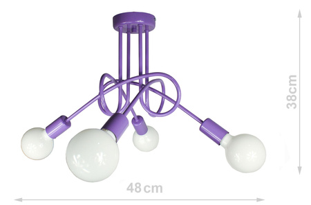 Lampa wisząca EDISON 4 fiolet