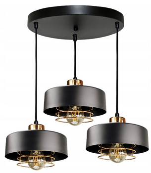 Lampa wisząca LOFT SPIRO 3 czarna koło copper