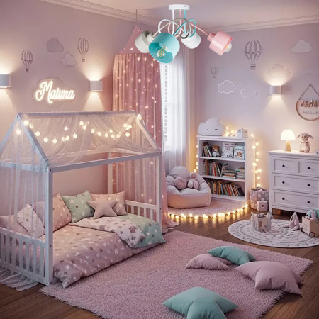 Lampa sufitowa EDISON LOFT 4 róż-mięta-biały-szary