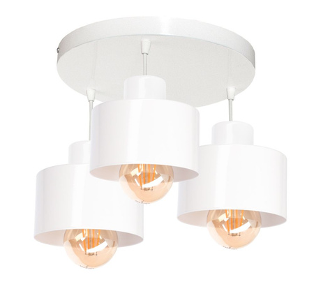 Lampa wisząca LOFT 3 biała koło