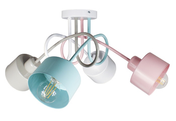 Lampa sufitowa EDISON LOFT 4 róż-mięta-biały-szary