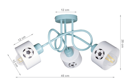 Lampa sufitowa EDISON LOFT MUNDIAL 3 mięta