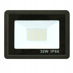 NAŚWIETLACZ HALOGEN BEZ CZUJNIKA CZARNY 30W B.ZIMNA 6000K