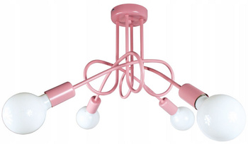 Lampa sufitowa EDISON 4 pastelowy róż