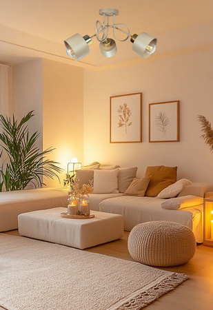 Lampa sufitowa EDISON LOFT 3 beż - złoty