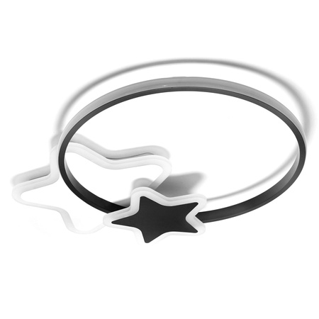 LAMPA DZIECIĘCA LED SUFIT BIAŁO-CZARNE GWIAZDKI 60W + PILOT