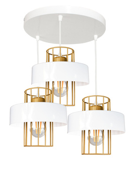 Lampa wisząca LOFT PRESTIGE 3 koło biało-złota